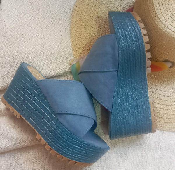 Sandalia Gamuza Azul